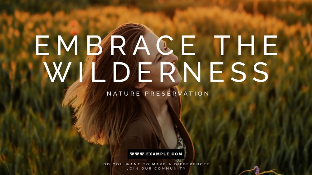 Embrace the wilderness  blog banner template, editable text