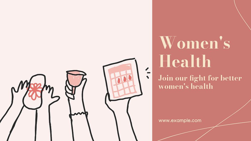 Women's health  blog banner template, editable text