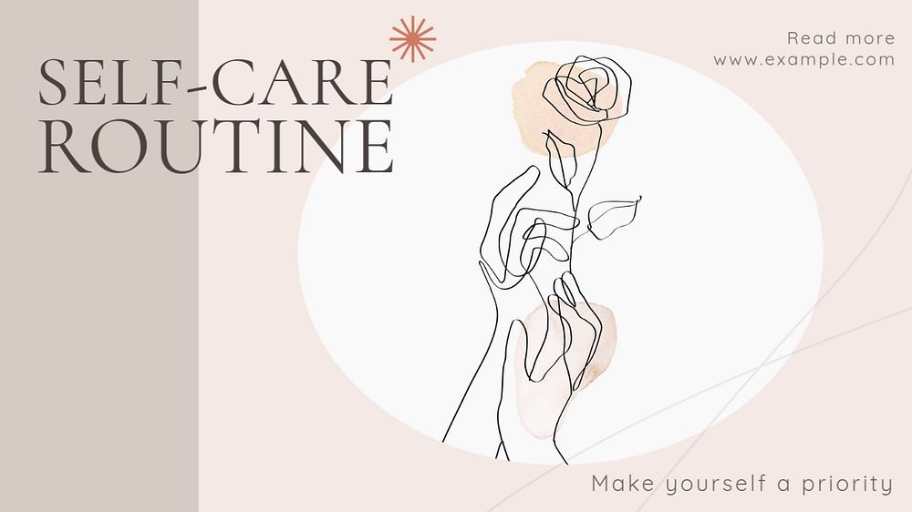 Self-care routine  blog banner template, editable text