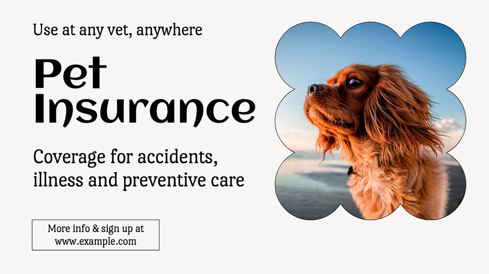 Pet insurance  blog banner template, editable text