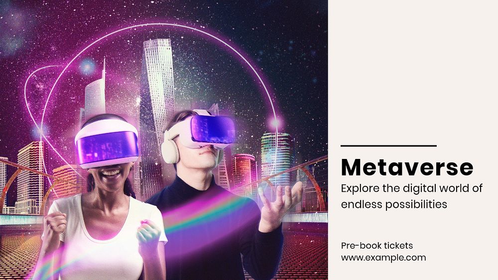 Metaverse blog banner template, editable text