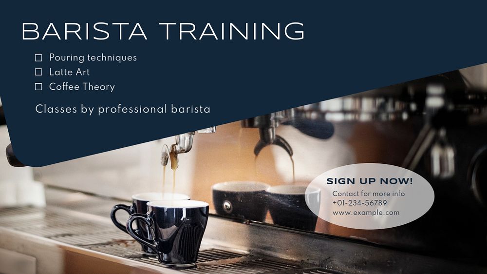 Barista training  blog banner template, editable text