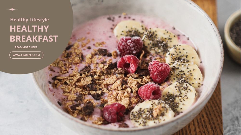 Healthy breakfast  blog banner template, editable text