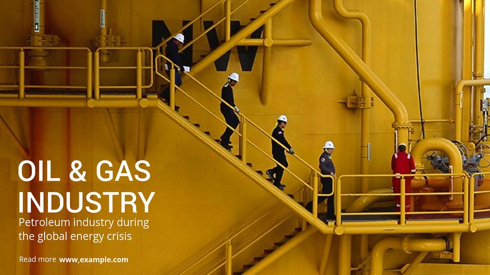 Oil & gas industry  blog banner template, editable text