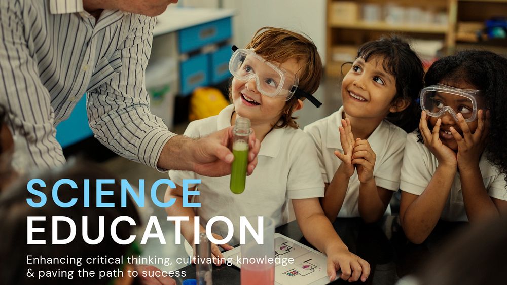 Science education blog banner template, editable text