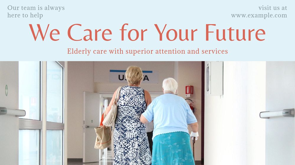 Elderly care  blog banner template, editable text