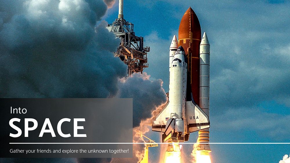 Into the space  blog banner template, editable text