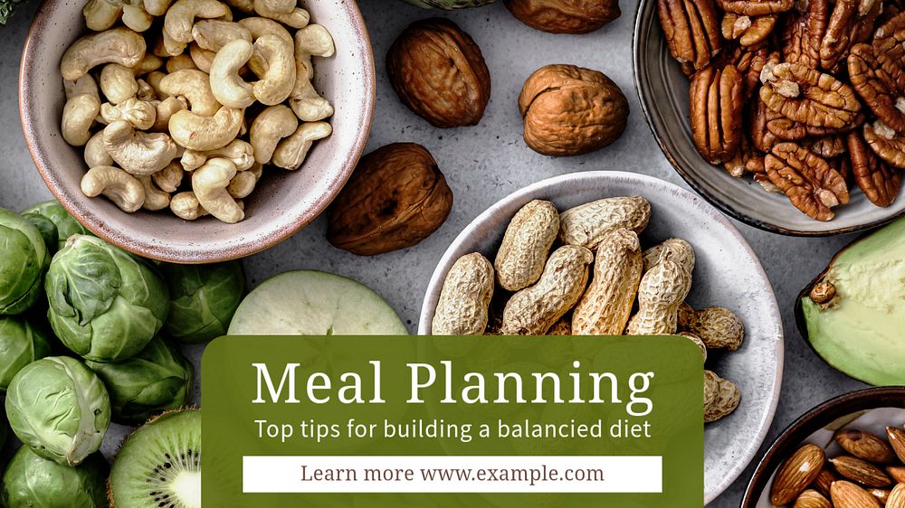 Meal planning  blog banner template, editable text