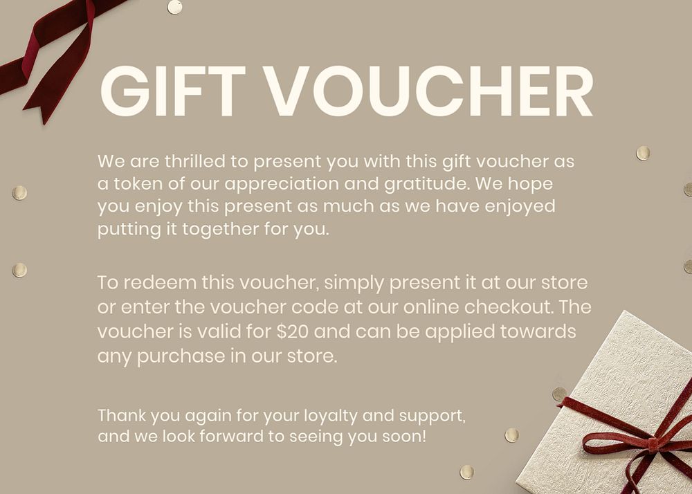 Gift voucher template, editable design