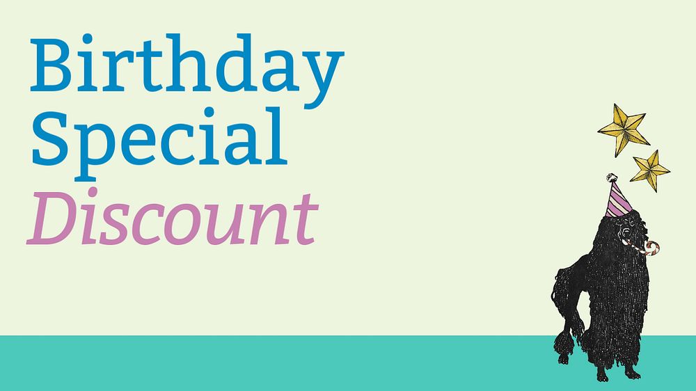 Birthday sale blog banner template, editable text