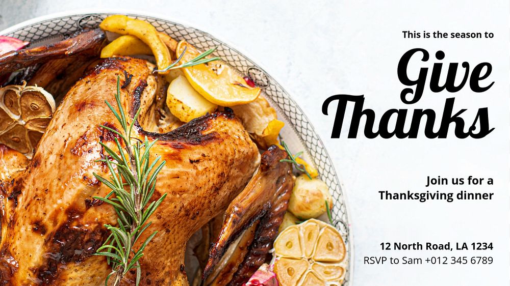 Thanksgiving dinner blog banner template, editable text