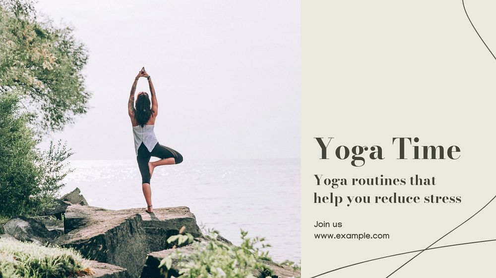 Yoga time blog banner template, editable text