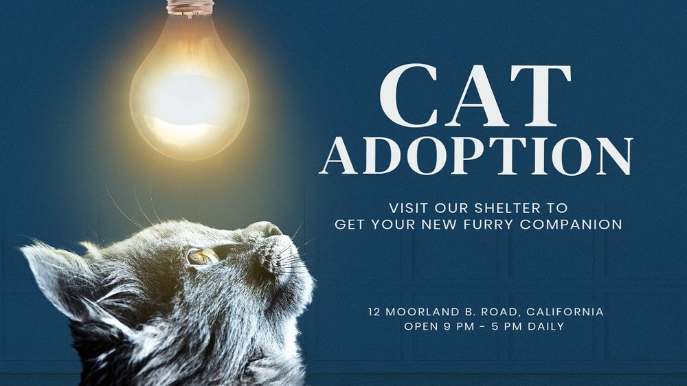 Cat adoption blog banner template, editable text