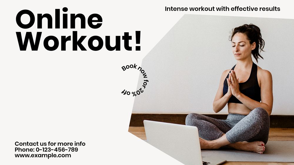 Online workout  blog banner template, editable text