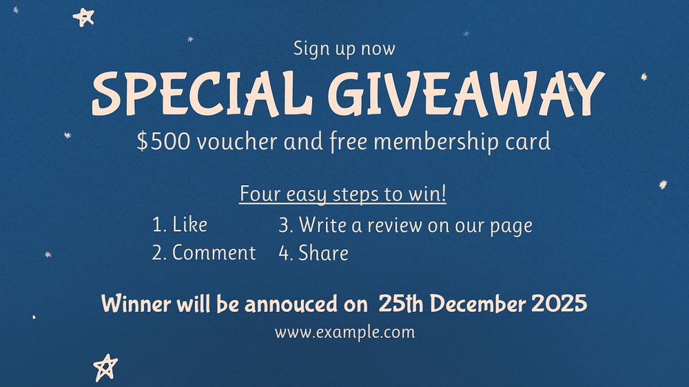 Special giveaway blog banner template, editable text