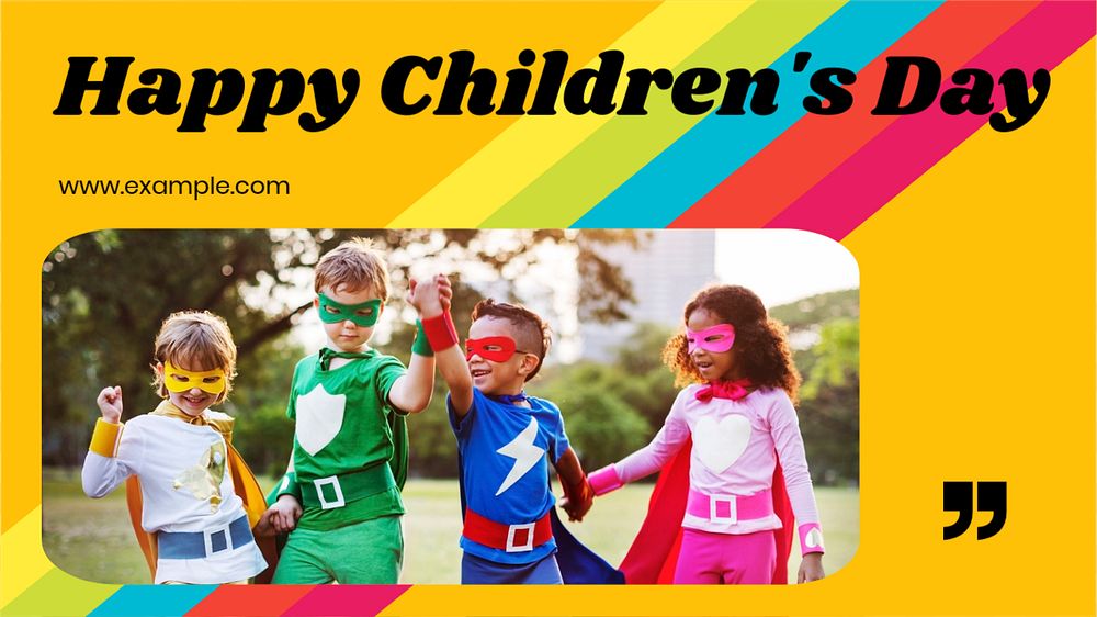 Children's day  blog banner template, editable text