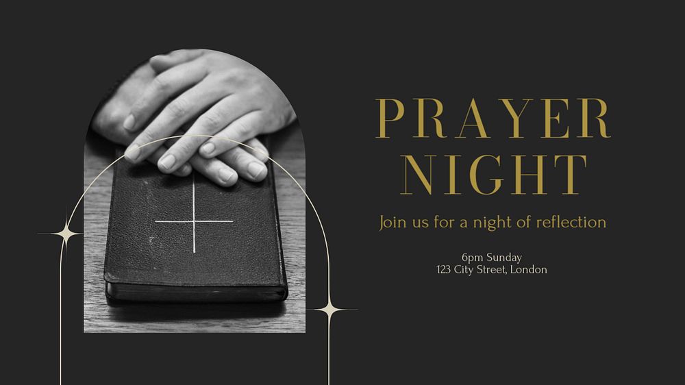 Prayer night  blog banner template, editable text