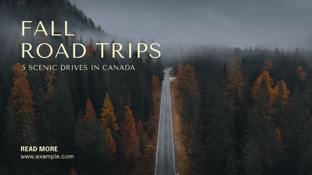 Fall road trip blog banner template, editable text