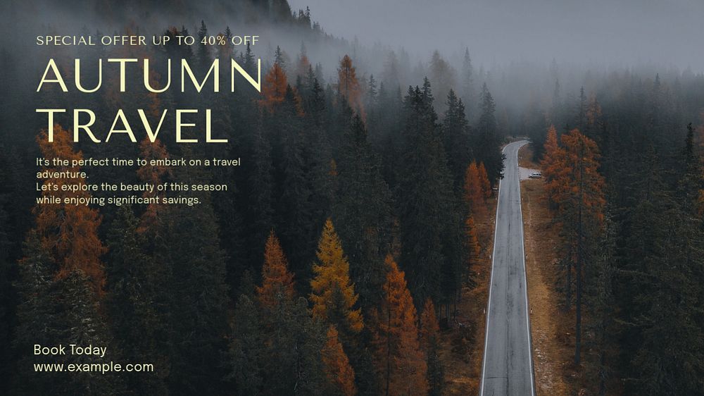 Autumn travel offer blog banner template, editable text