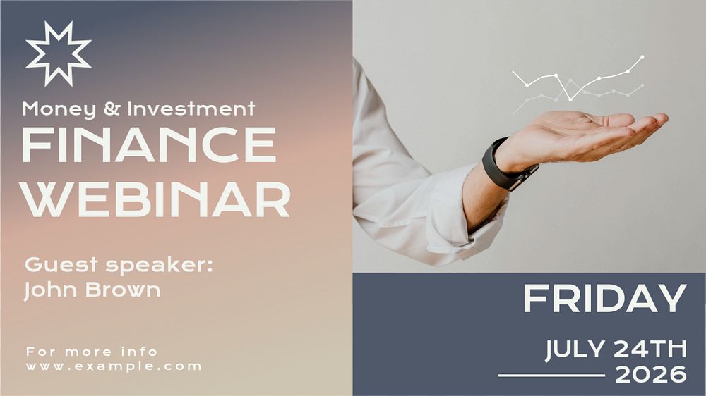 Finance webinar  blog banner template, editable text