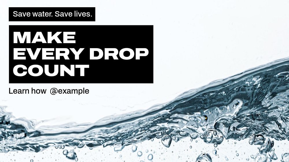 Save water  blog banner template, editable text