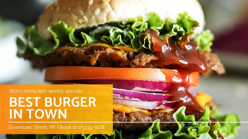 Burger shop  blog banner template, editable text