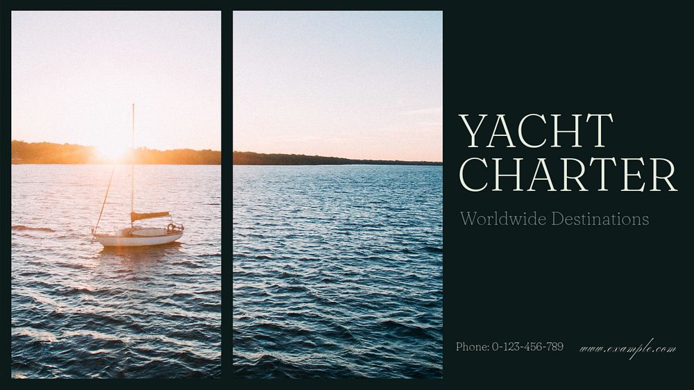 Yacht charter  blog banner template, editable text