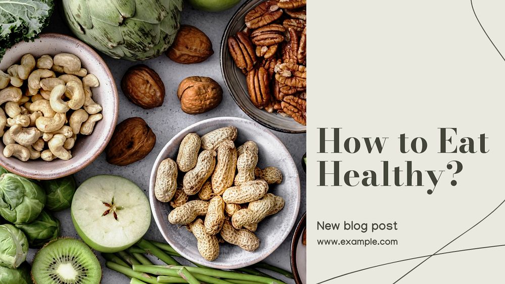 Healthy balanced diet  blog banner template, editable text