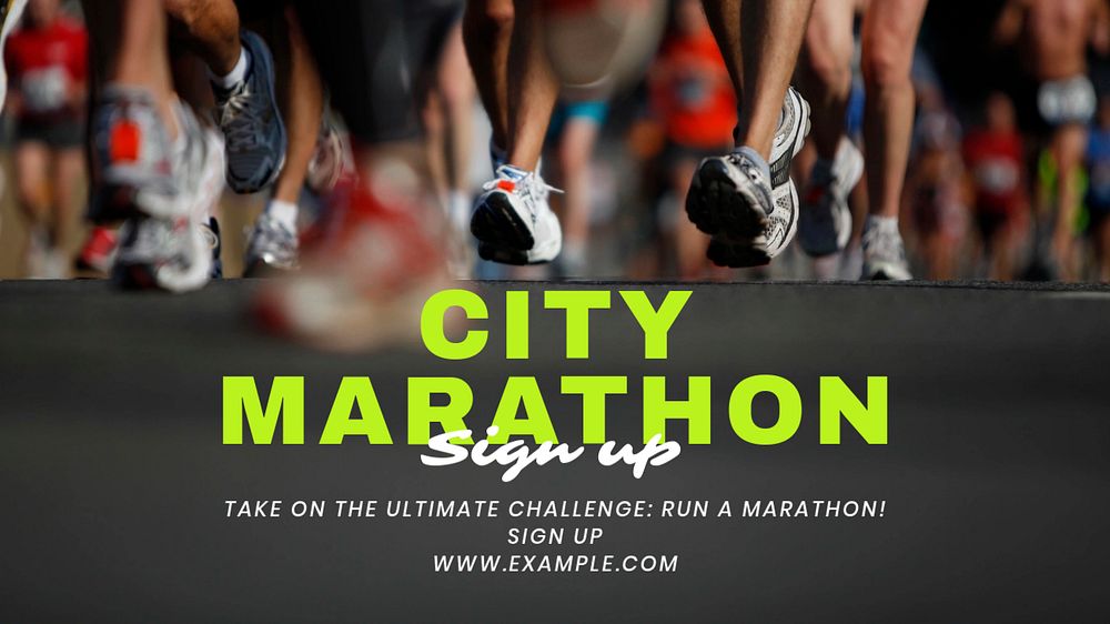 City marathon  blog banner template, editable text