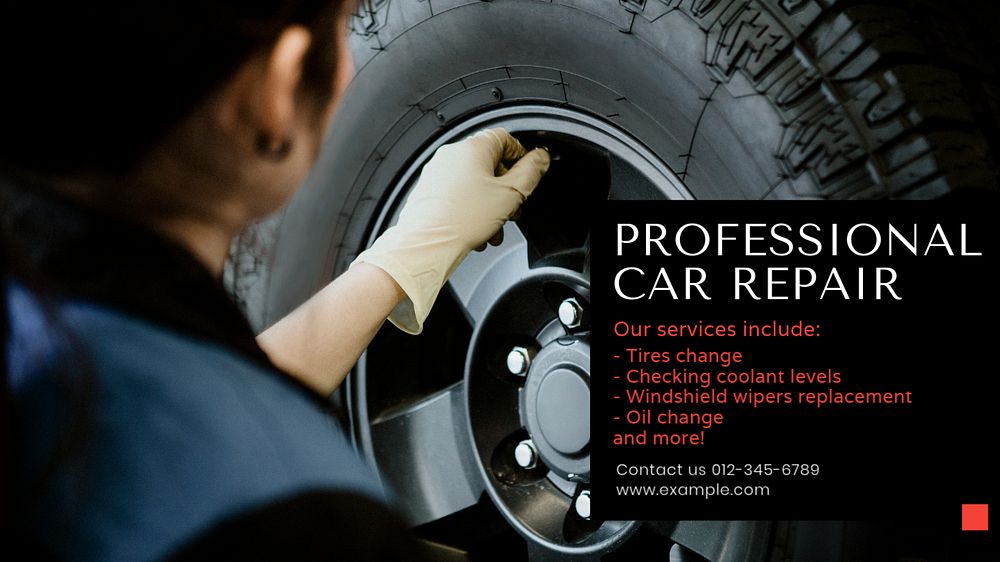 Professional car repair  blog banner template, editable text