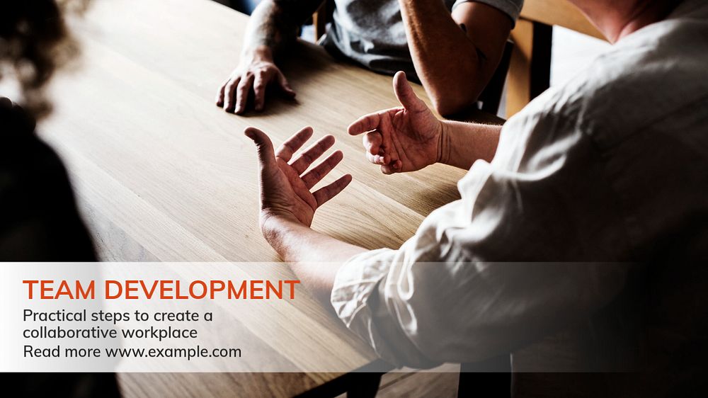 Team development  blog banner template, editable text