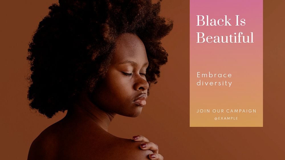 Black is beautiful  blog banner template, editable text