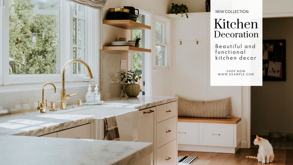 Kitchen decoration  blog banner template, editable text