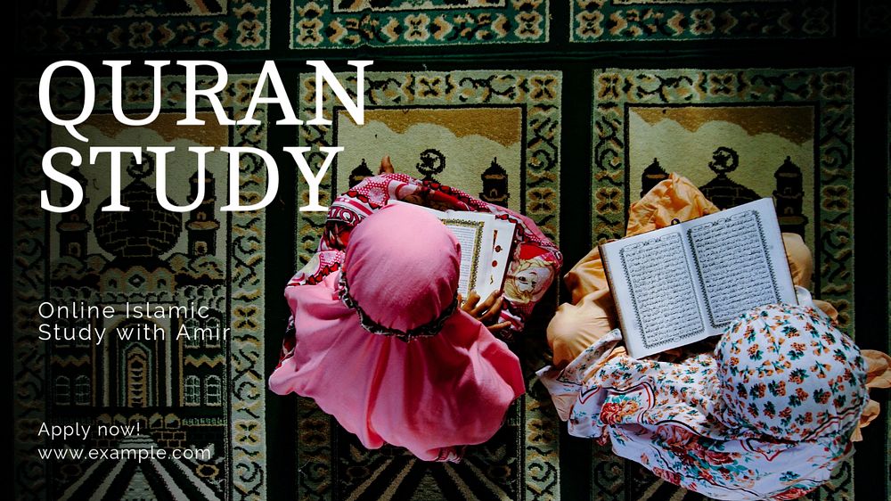 Quran study blog banner template, editable text