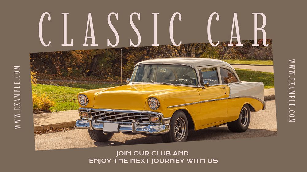 Classic car caravan blog banner template, editable text