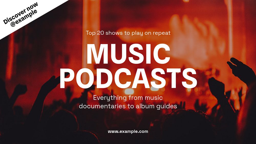 Music podcasts  blog banner template, editable text