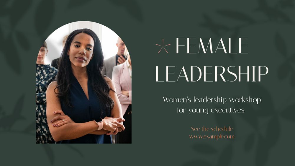 Female leadership blog banner template, editable text