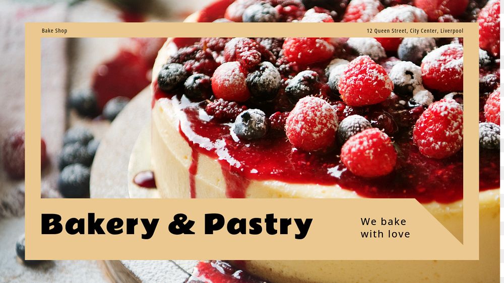 Bakery & pastry  blog banner template, editable text