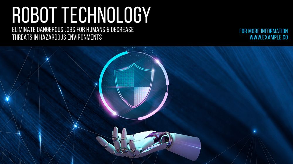 Robot tech  blog banner template, editable text