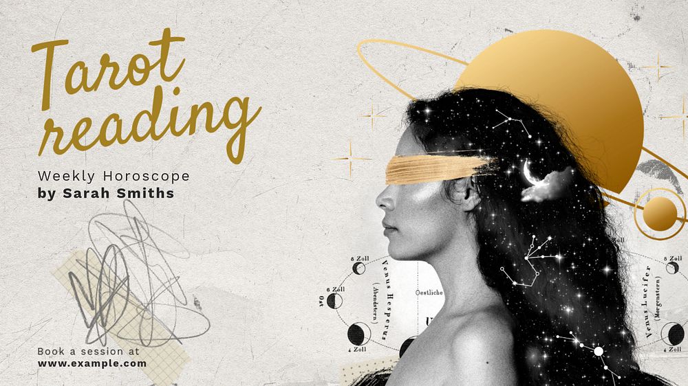 Tarot reading  blog banner template, editable text