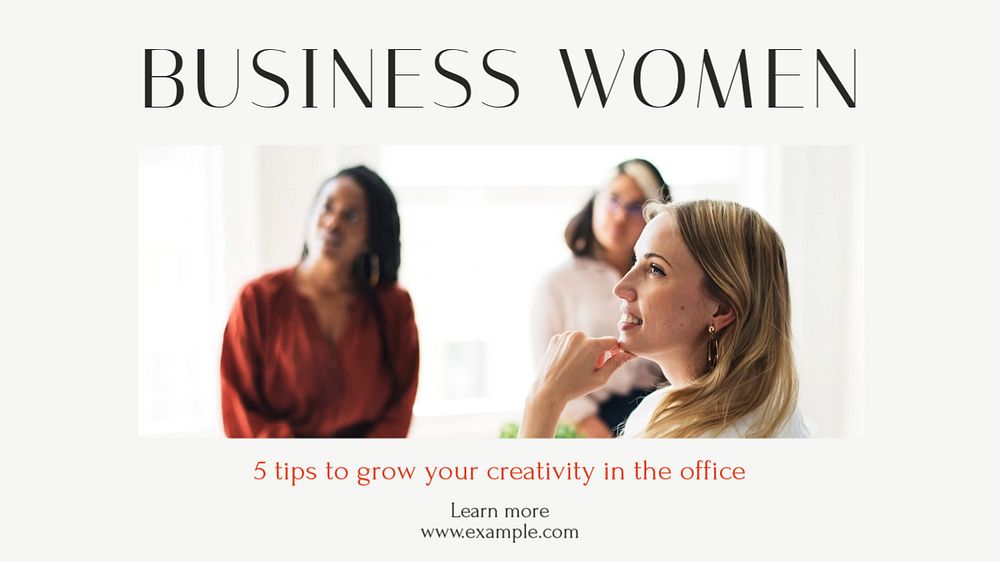 Business women blog banner template, editable text