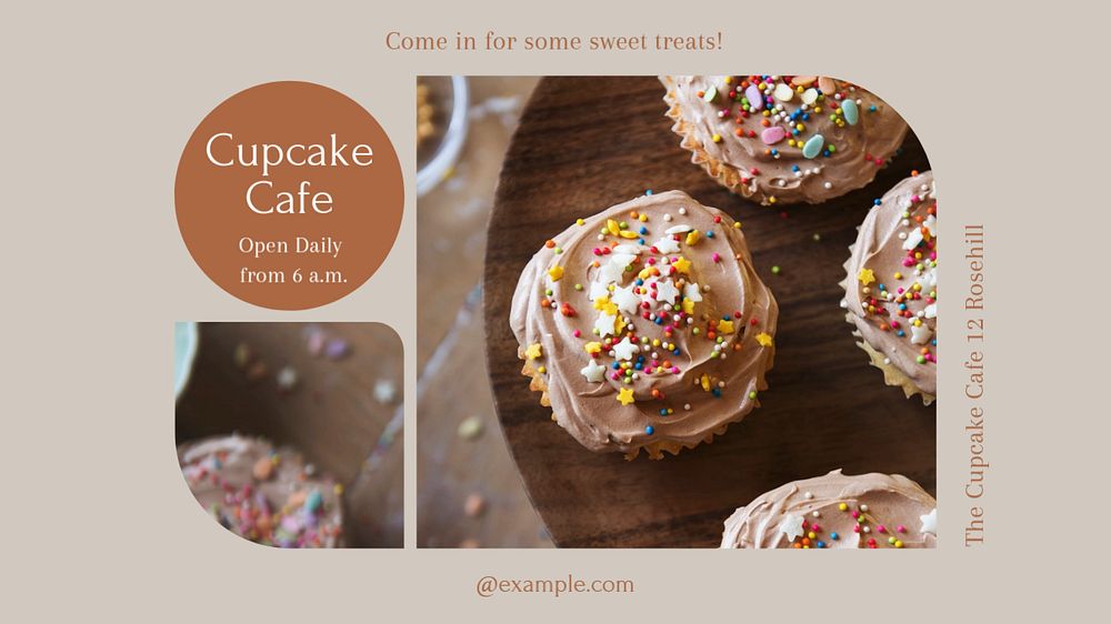 Cupcake cafe  blog banner template, editable text