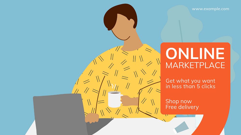 Online marketplace  blog banner template, editable text