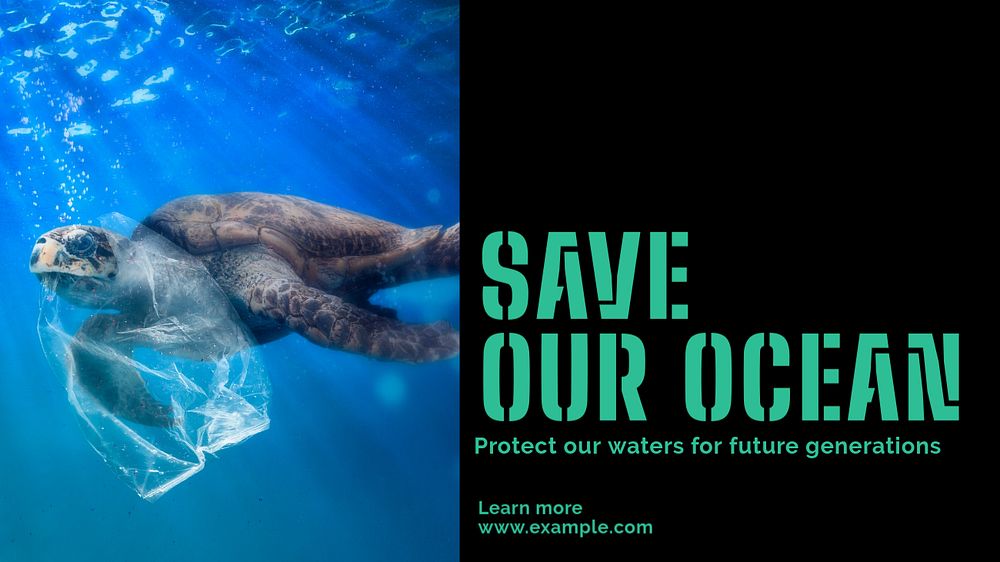 Save the ocean  blog banner template, editable text