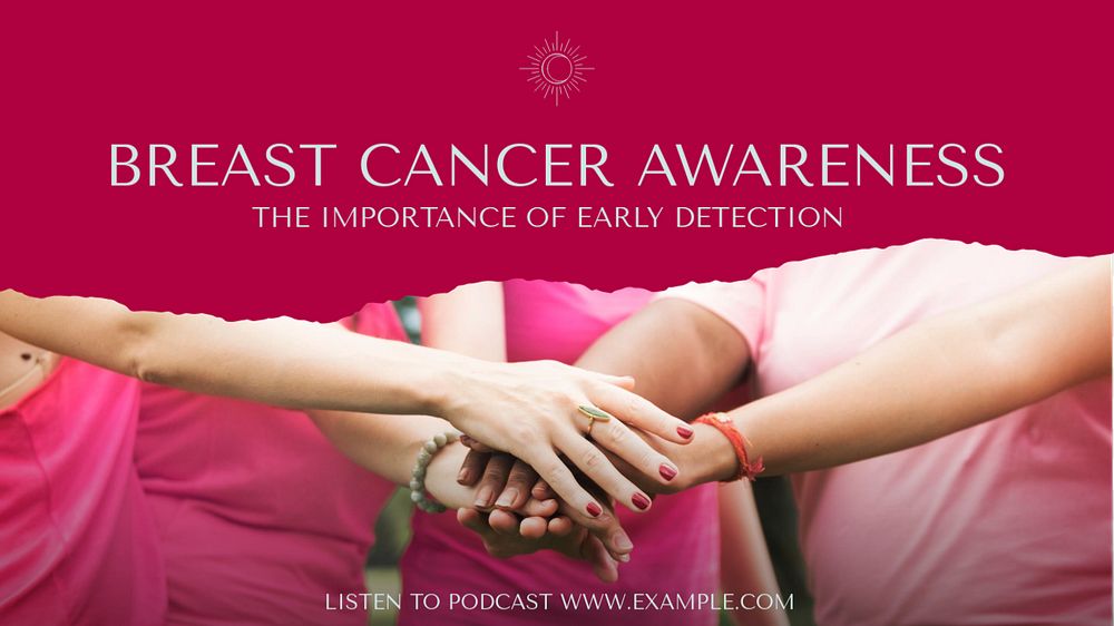 Breast cancer awareness  blog banner template, editable text