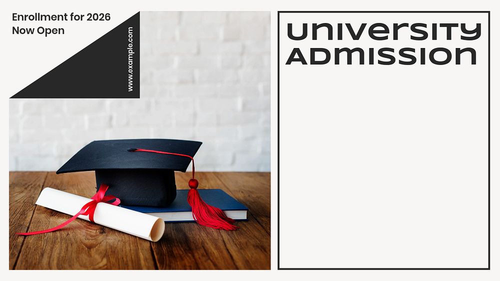 University admission  blog banner template, editable text