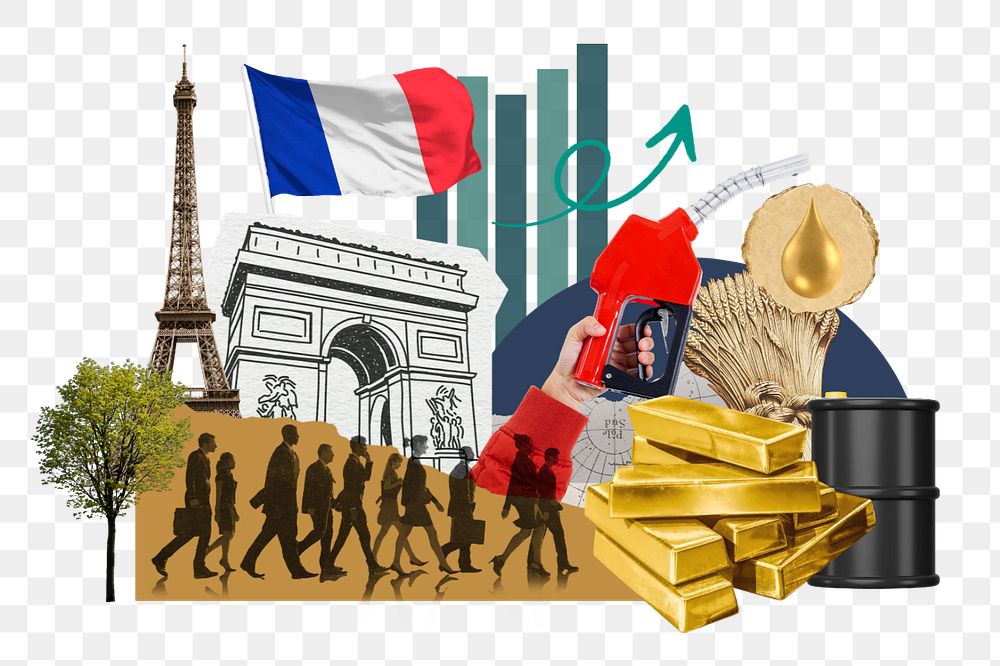 PNG element French economy, money finance collage, editable design