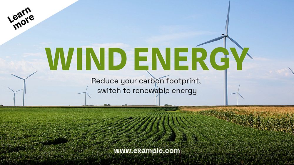 Wind energy  blog banner template, editable text