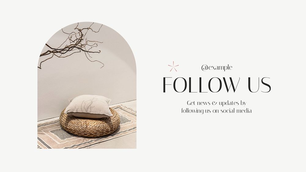 Follow us  blog banner template, editable text