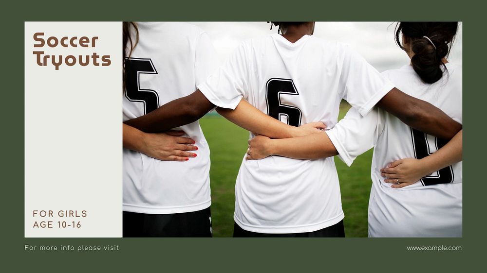 Soccer tryouts  blog banner template, editable text